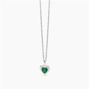 Collana con ciondolo a cuore e smeraldo sintetico