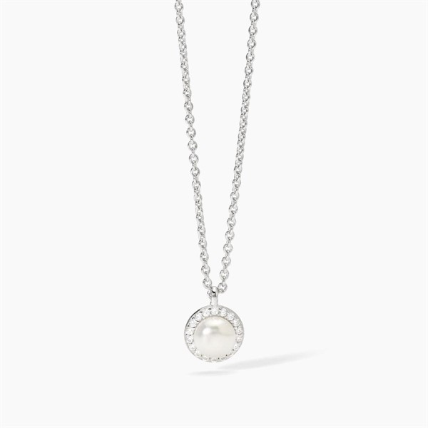 Girocollo in argento con perla coltivata e zirconi