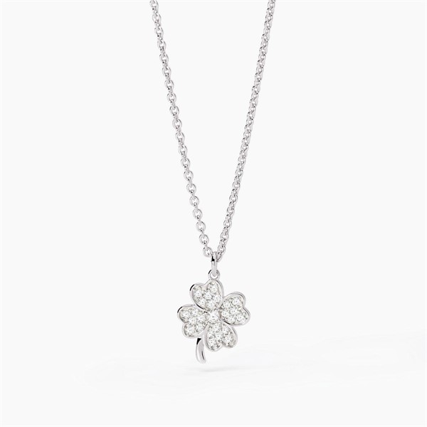 Girocollo in argento con quadrifoglio e zirconi