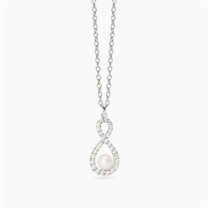 Collana con infinito zirconi e perla coltivata