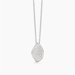 Girocollo in argento con foglia in pavé di zirconi