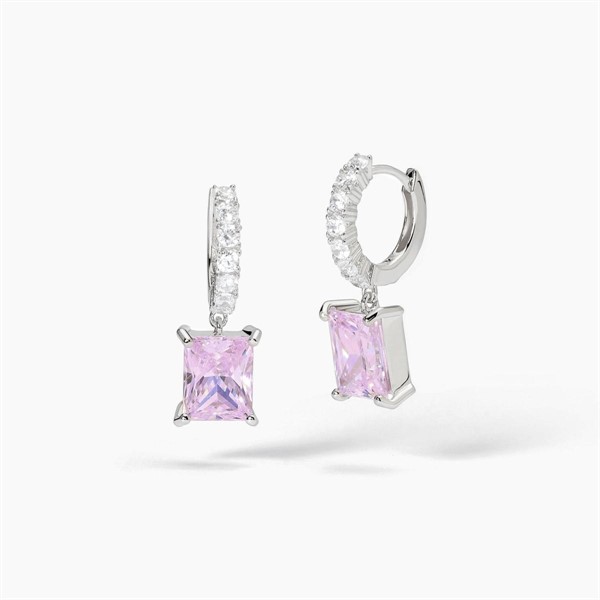 Orecchini pendenti con zirconi rosa taglio princess