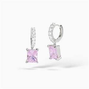 Orecchini pendenti con zirconi rosa taglio princess