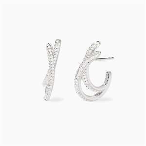 Orecchini in argento con linee sinuose e zirconi