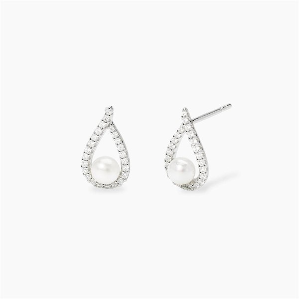 Orecchini a goccia con zirconi e perle coltivate
