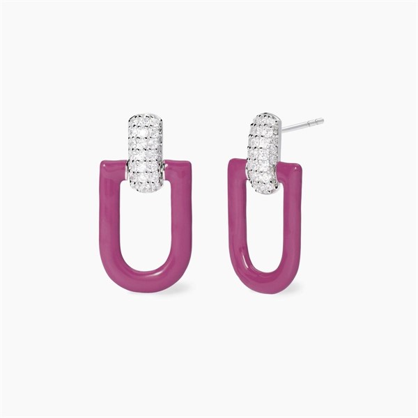 Orecchini pendenti fucsia con zirconi
