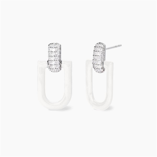 Orecchini pendenti bianchi con zirconi