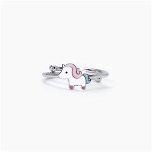 Anello da bambina in argento con unicorno smaltato