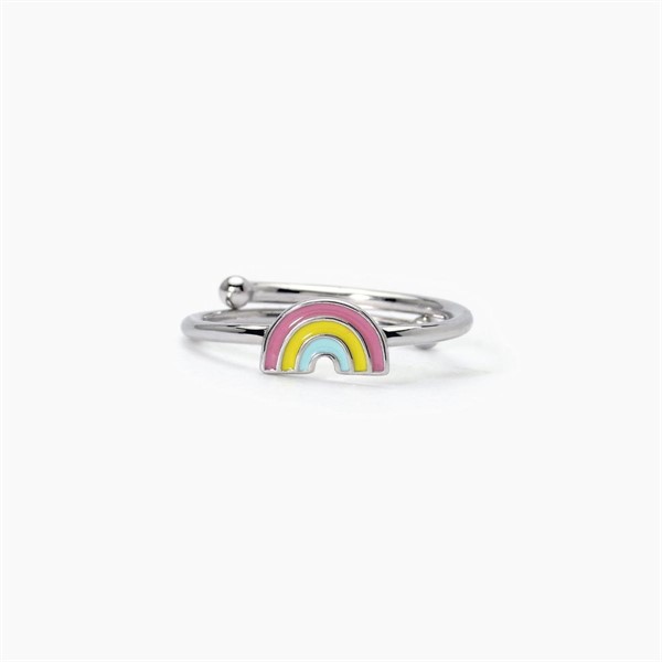 Anello in argento da bambina con arcobaleno smaltato