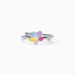 Anello da bambina in argento con fiorellino smaltato