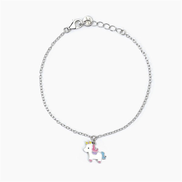 Bracciale in argento con ciondolo unicorno smaltato