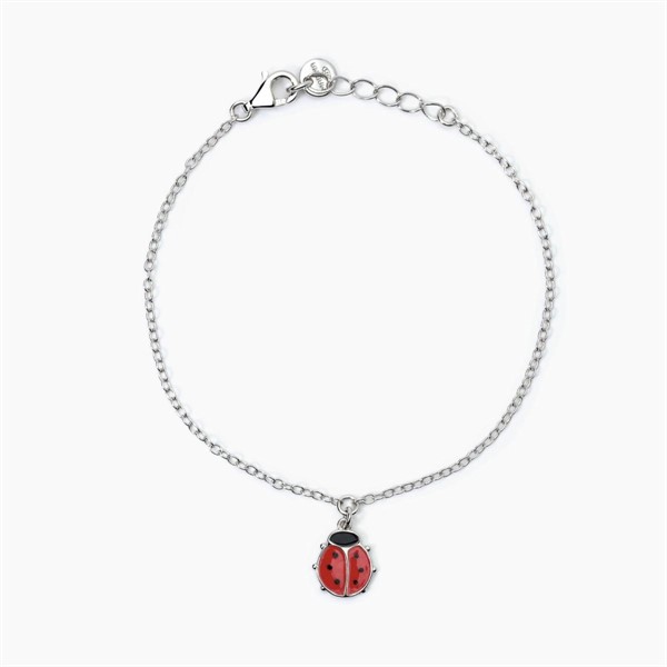 Bracciale da bambina in argento con coccinella smaltata