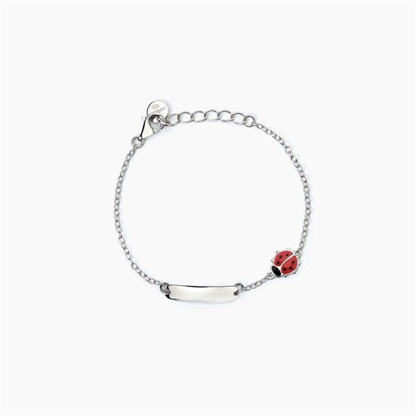 Bracciale neonato con piastra personalizzabile e coccinella
