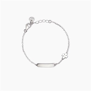 Bracciale per bambini con quadrifoglio e targhetta