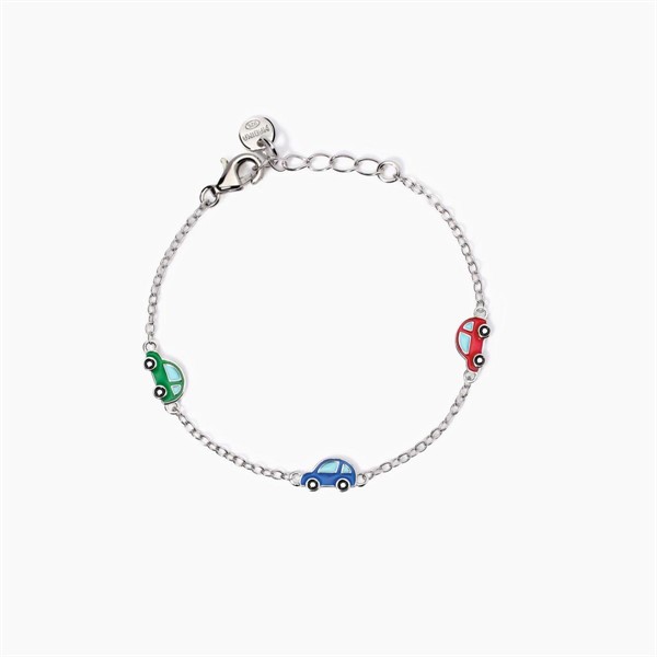 Bracciale per bambini in argento con macchinine smaltate