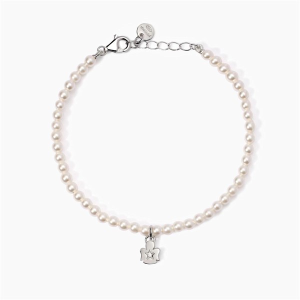 Bracciale da bambina in argento con angioletto e perle