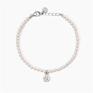 Bracciale da bambina in argento con angioletto e perle