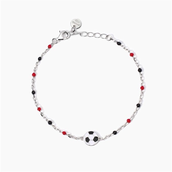 Bracciale per bambini con pallone da calcio e inserti rossi