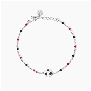 Bracciale per bambini con pallone da calcio e inserti rossi