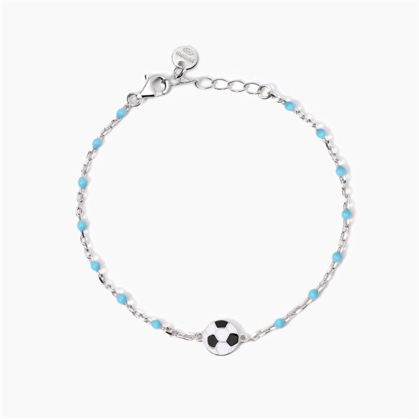 Bracciale per bambini in argento con pallone da calcio