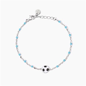 Bracciale per bambini in argento con pallone da calcio