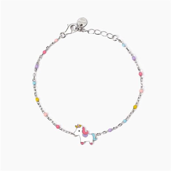 Bracciale da bambina in argento con catena e unicorno