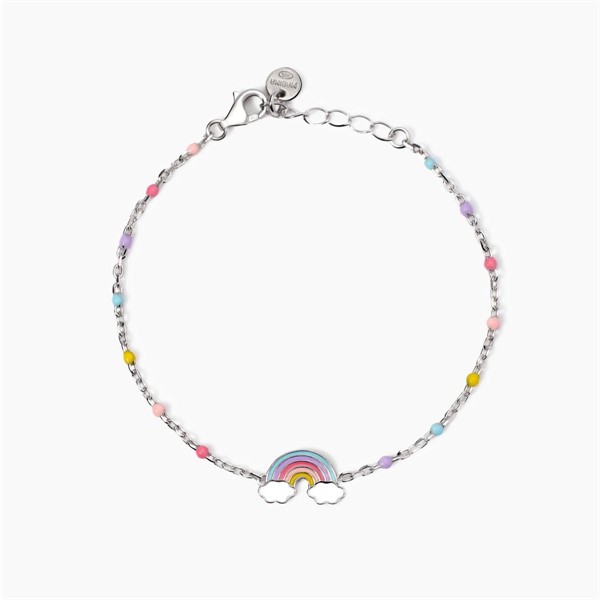Bracciale da bambina in argento con catena e arcobaleno