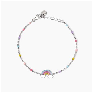 Bracciale da bambina in argento con catena e arcobaleno