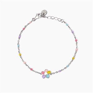 Bracciale da bambina in argento con catena e fiore