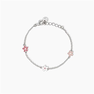 Bracciale da bambina in argento con fiorellini smaltati