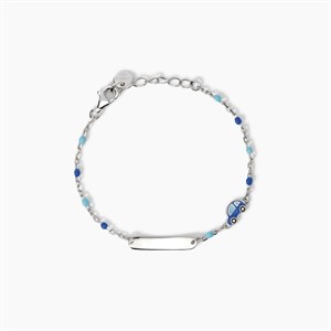 Bracciale per bambini con targhetta e macchinina azzurra