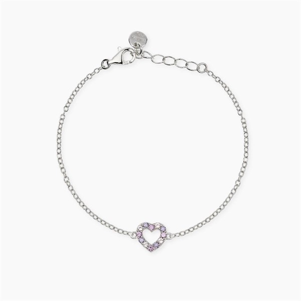 Bracciale con cuore in tormaline sintetiche e zirconi
