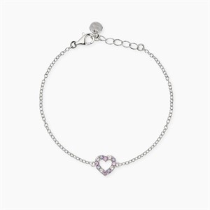 Bracciale con cuore in tormaline sintetiche e zirconi