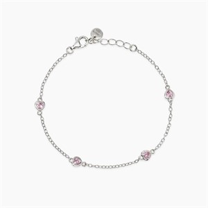 Bracciale bambina in argento con cuori in zirconi rosa
