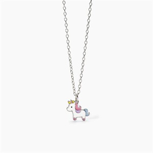 Girocollo per bambina in argento con unicorno smaltato
