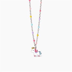 Girocollo da bambina in argento con unicorno smaltato