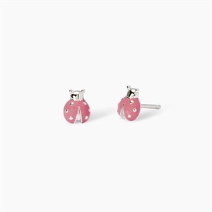 Orecchini in argento per bambina con coccinella rosa