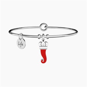 Bracciale rigido con ciondolo cornetto