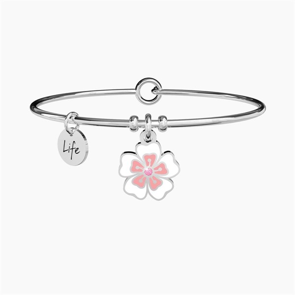 Bracciale rigido con ciondolo fiore di ciliegio