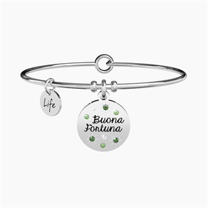 Bracciale bangle con ciondolo quadrifoglio