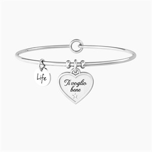 Bracciale rigido con cuore e incisione ti voglio bene