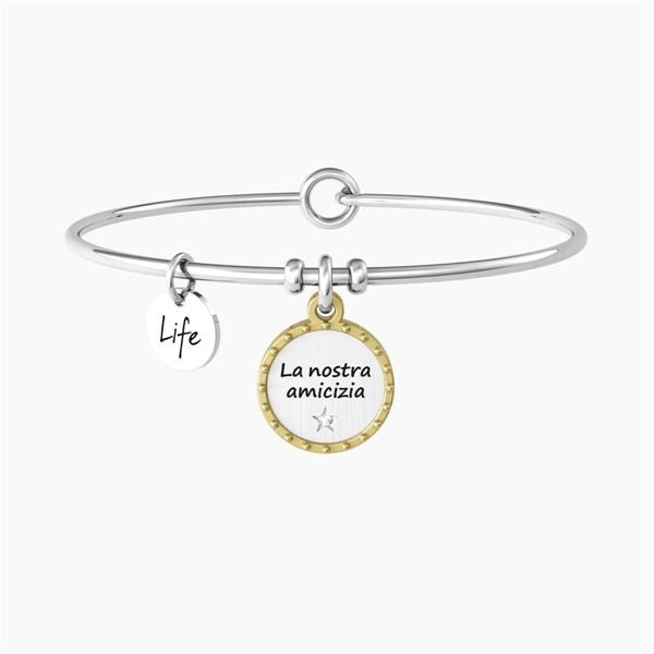 Bracciale rigido donna con ciondolo tondo amicizia
