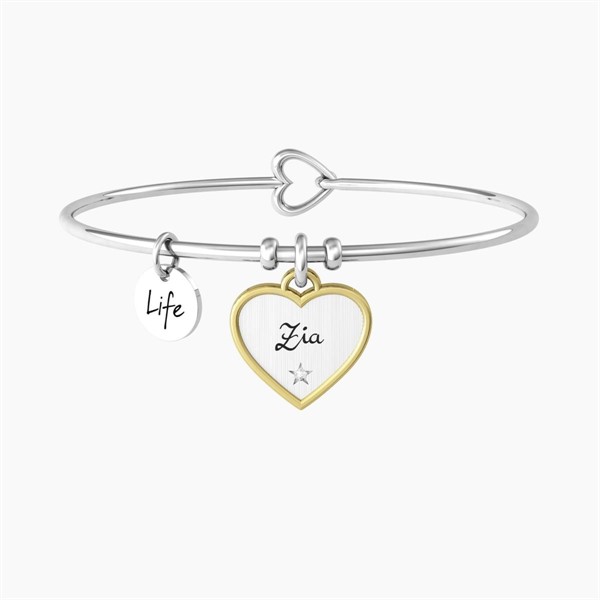 Bracciale rigido da donna con ciondolo cuore per zia