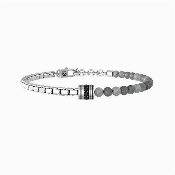 Bracciale uomo con catena e agata grigia