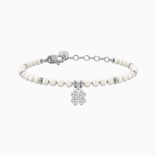 Bracciale con perle e quadrifoglio