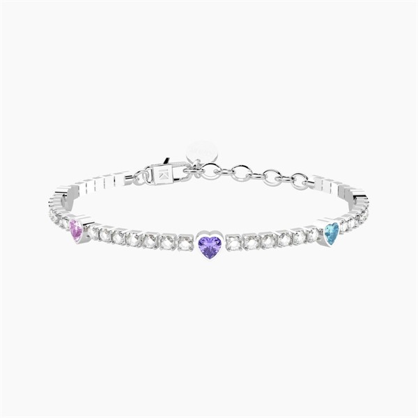 Bracciale tennis in cristalli e cuori multicolor