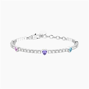 Bracciale tennis in cristalli e cuori multicolor