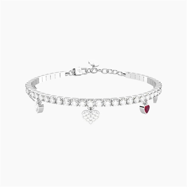Bracciale tennis con ciondoli cuore