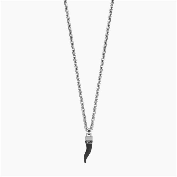 Collana uomo in acciaio con cornetto portafortuna
