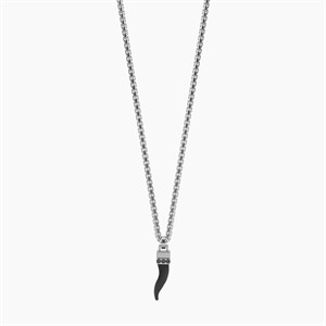 Collana uomo in acciaio con cornetto portafortuna